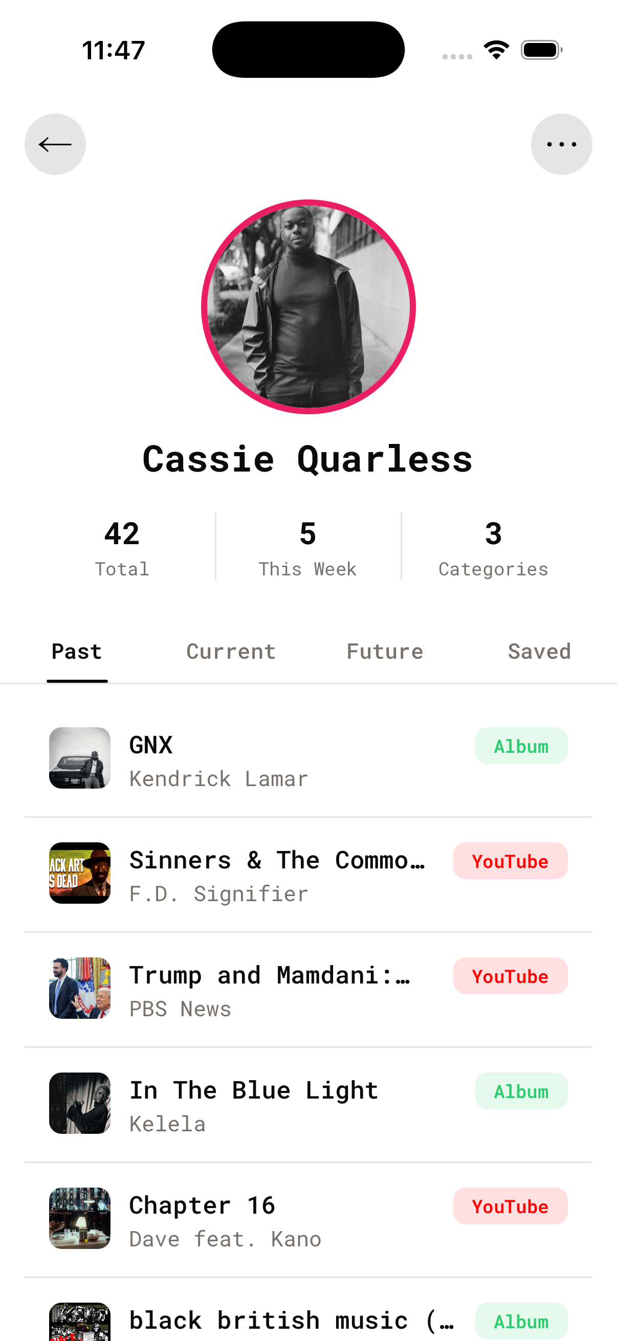 Lister App Interface - Profile